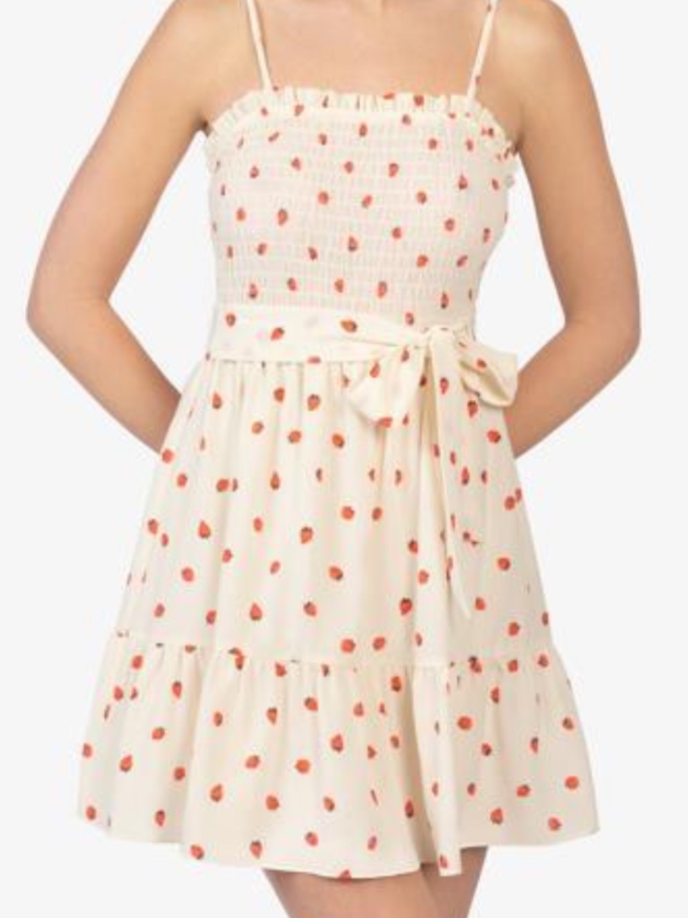 B Darlin Strawberry Print Smocked Dress